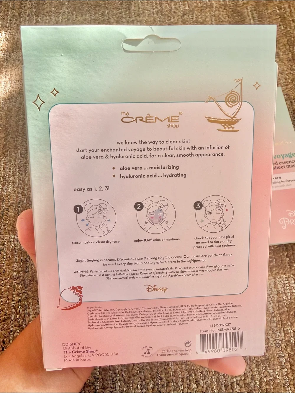 Disney Moana x The Crème Shop Set of 3 Facial Sheet Masks Per Pack (3 Packs)